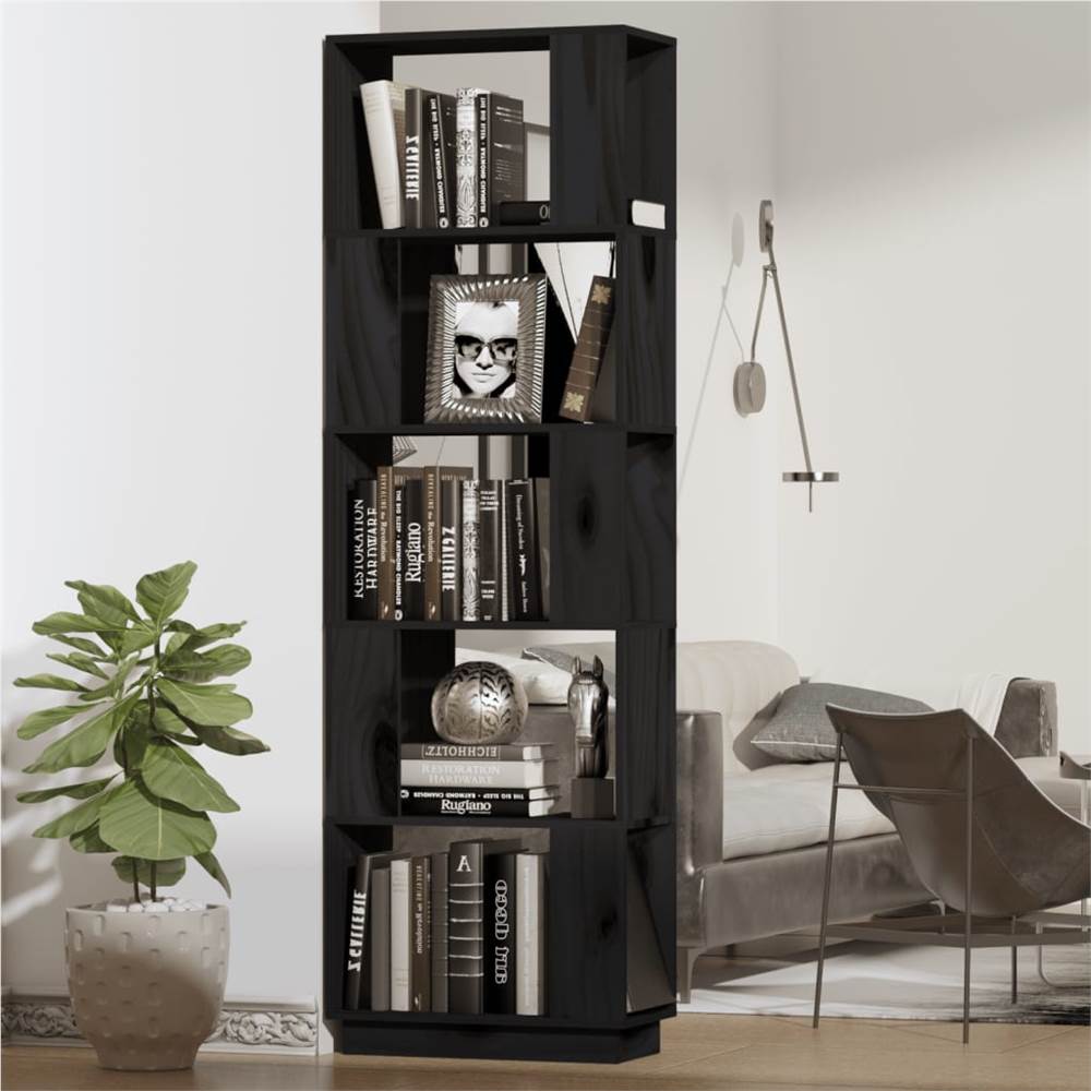 

Book Cabinet/Room Divider Black 51x25x163.5 cm Solid Wood Pine