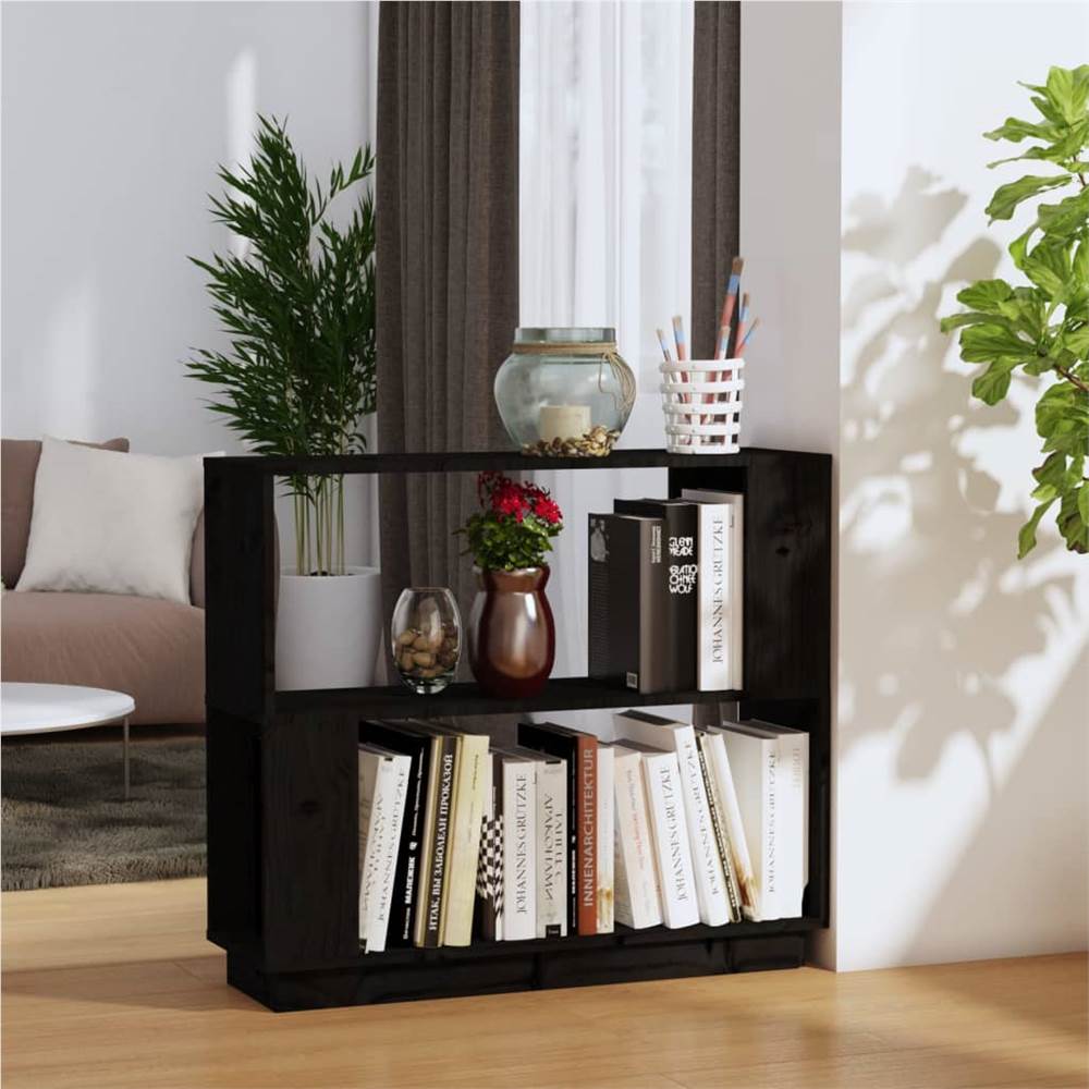 

Book Cabinet/Room Divider Black 80x25x70 cm Solid Wood Pine