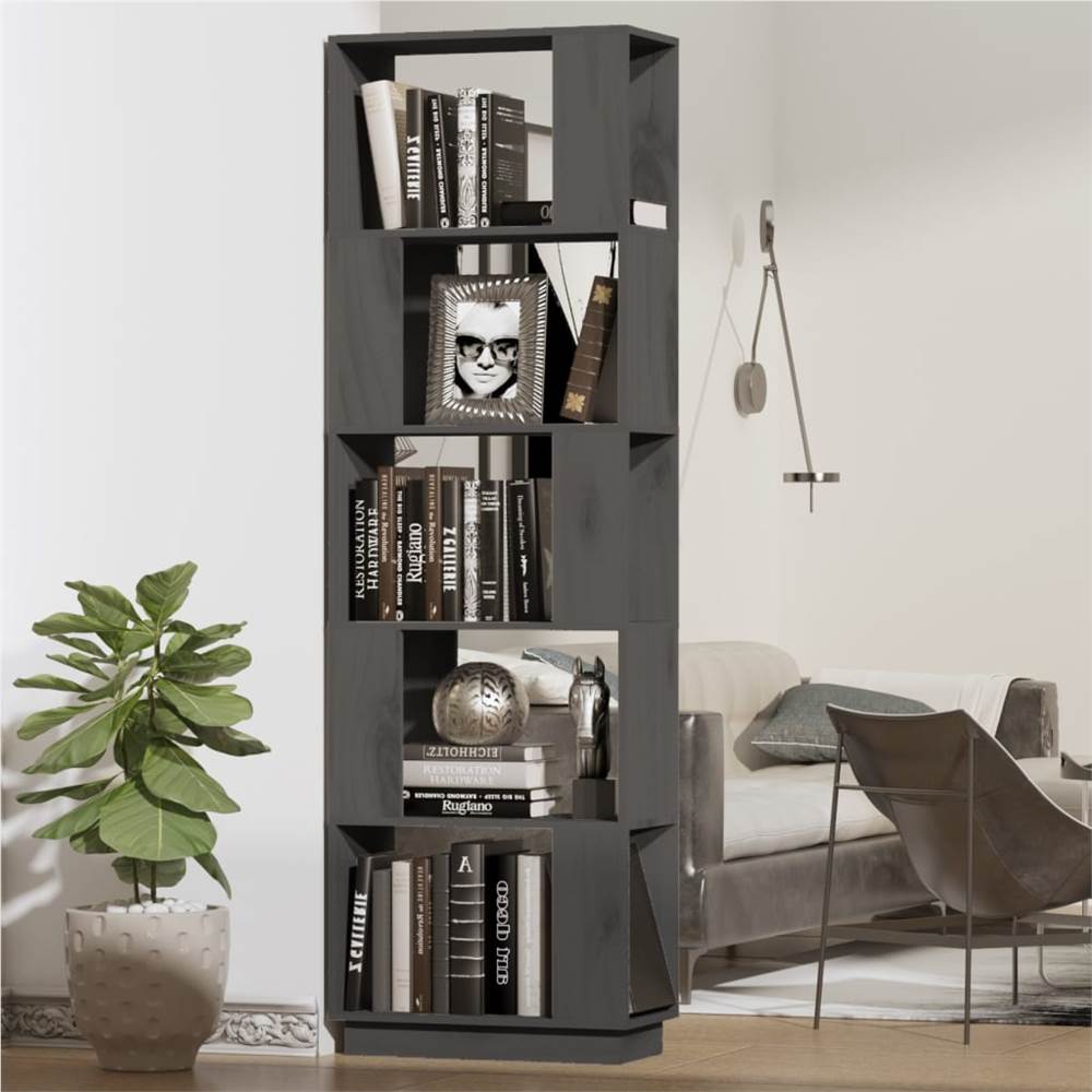 

Book Cabinet/Room Divider Grey 51x25x163.5 cm Solid Wood Pine