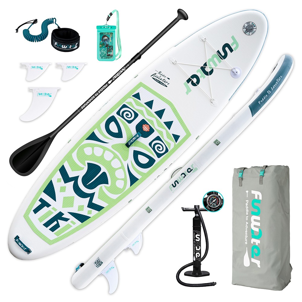 FunWater NEW TIKI Inflatable Stand Up Paddle Board 10.6'' Long 33' Wide 6' Thick