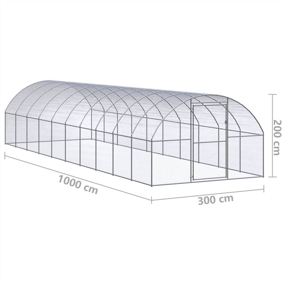 Outdoor Chicken Coop 3x10x2 m Galvanised Steel