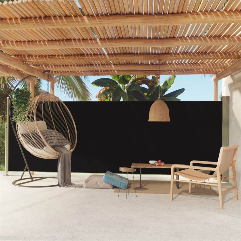 Patio Retractable Side Awning 180x500 cm Black