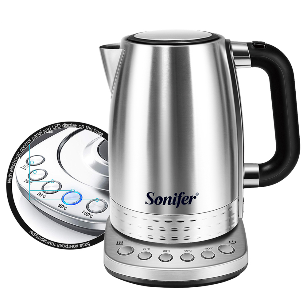 Sonifer SF2054 Bollitore elettrico senza fili da 1.7 litri 2200 W, bollitore elettrico da cucina con bollitore per tè e caffè con funzione di mantenimento in caldo