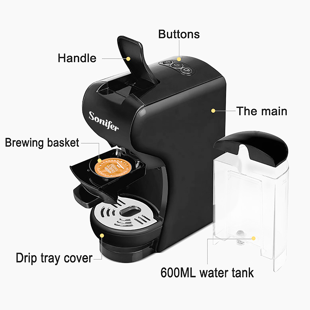 Sonifer SF3551 1450W Espresso Coffee Machine Capsule Coffee Maker