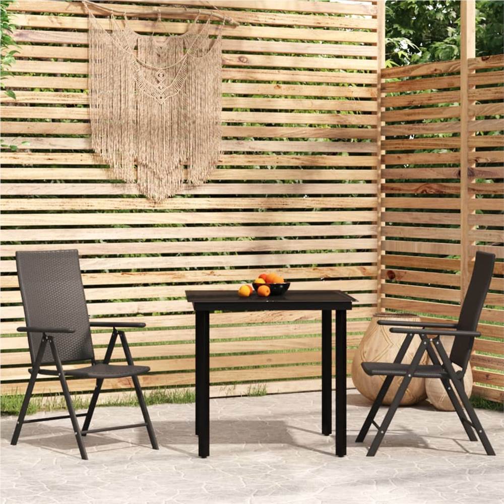 

3 Piece Garden Dining Set Black