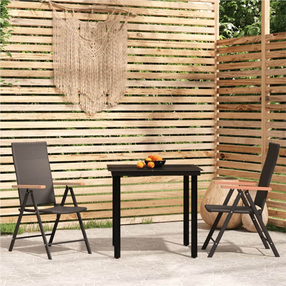 

3 Piece Garden Dining Set Black