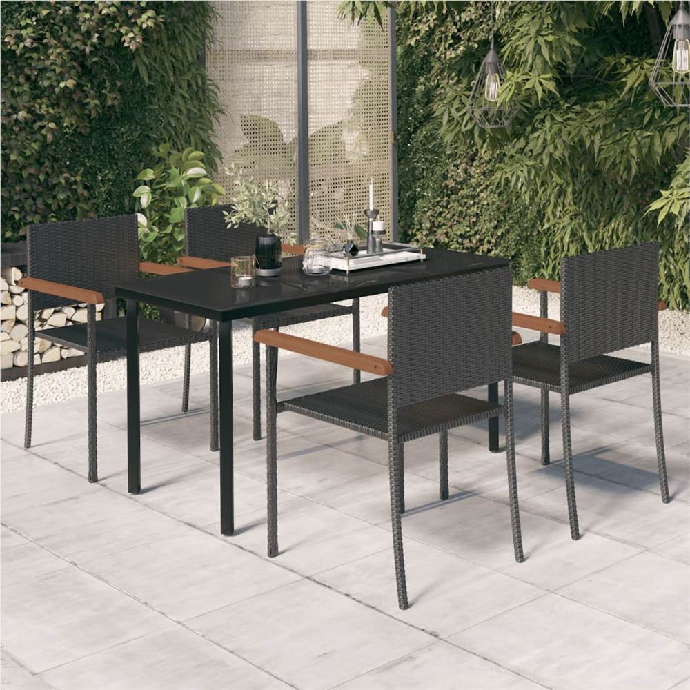 

5 Piece Garden Dining Set Black