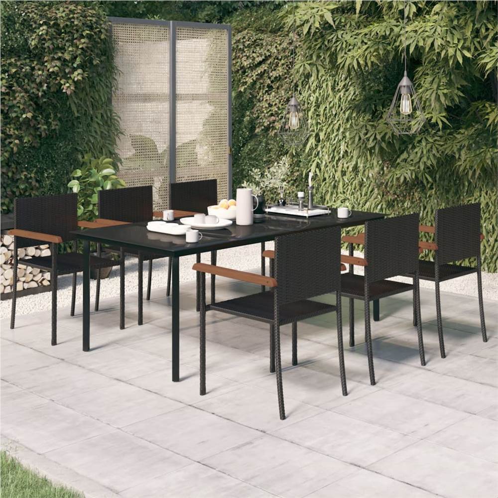 

7 Piece Garden Dining Set Black