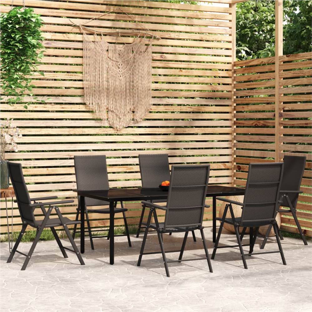 

7 Piece Garden Dining Set Black