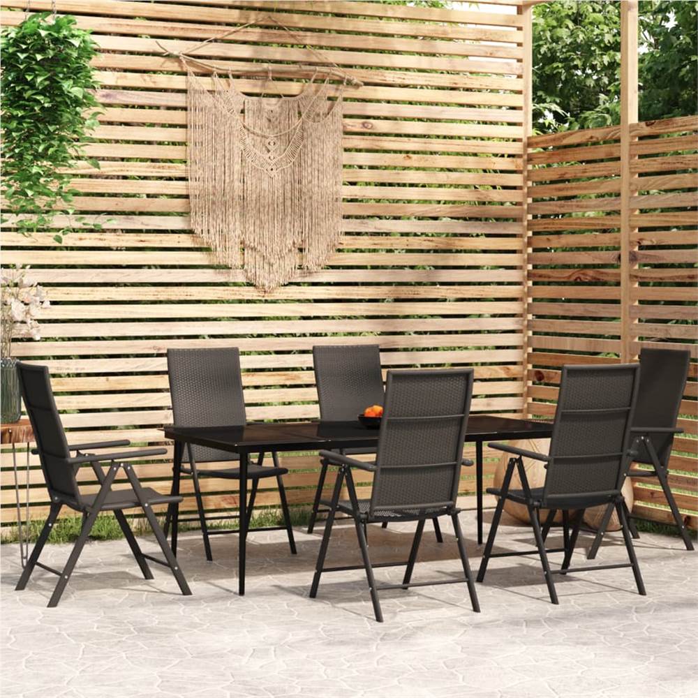 

7 Piece Garden Dining Set Black