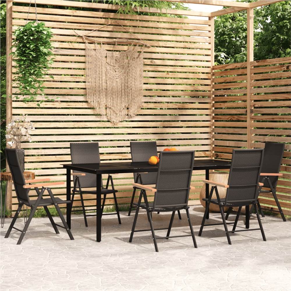 

7 Piece Garden Dining Set Black