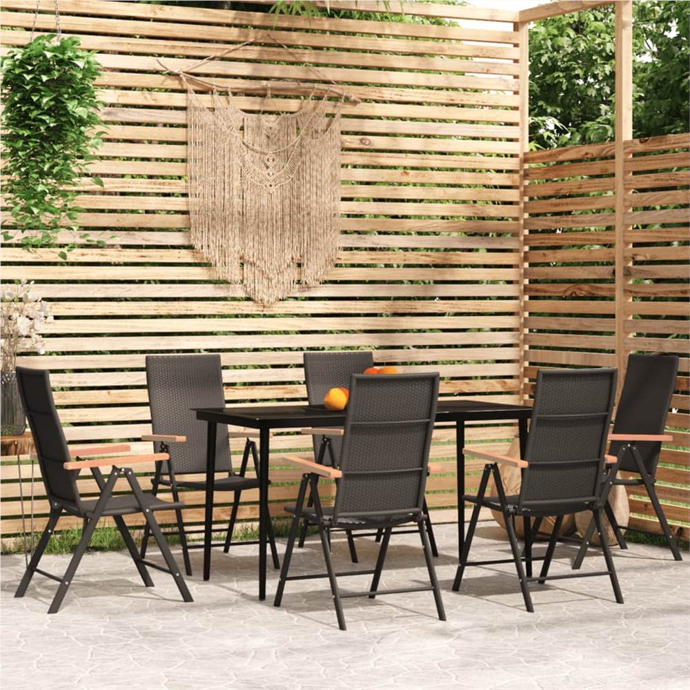 

7 Piece Garden Dining Set Black