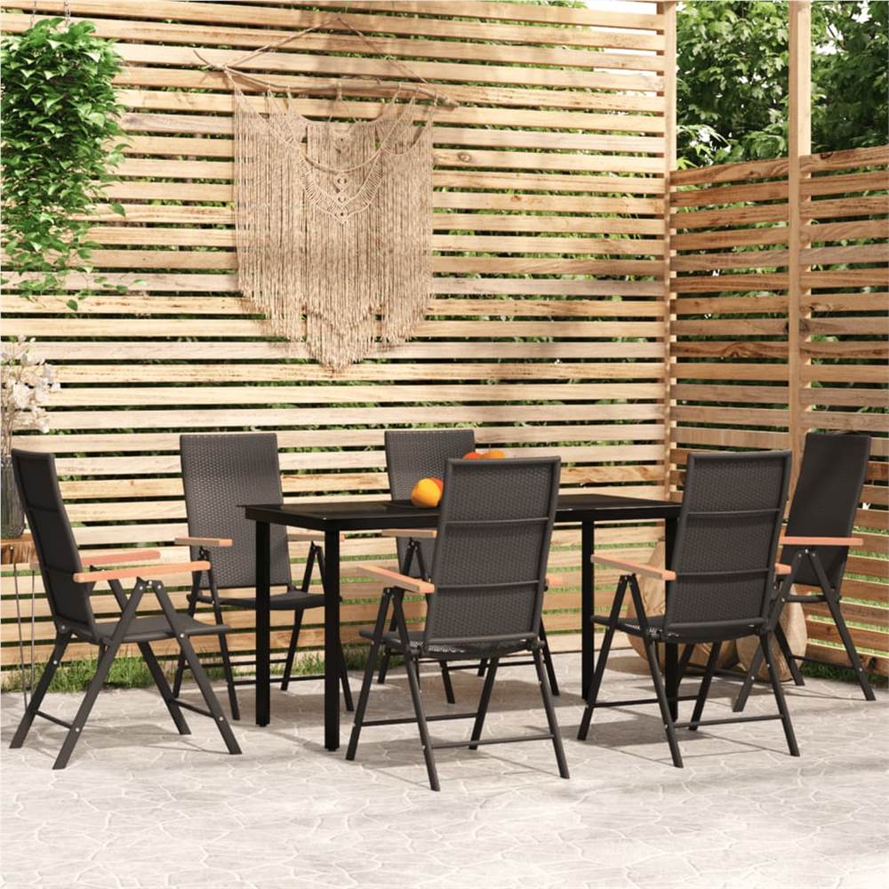

7 Piece Garden Dining Set Black