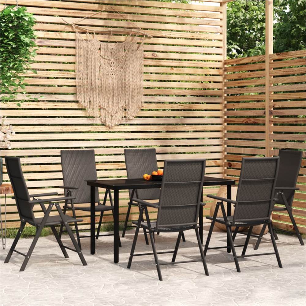 

7 Piece Garden Dining Set Black