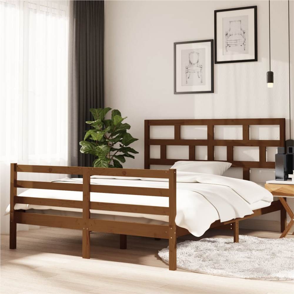 

Bed Frame Honey Brown Solid Wood 150x200 cm 5FT King Size