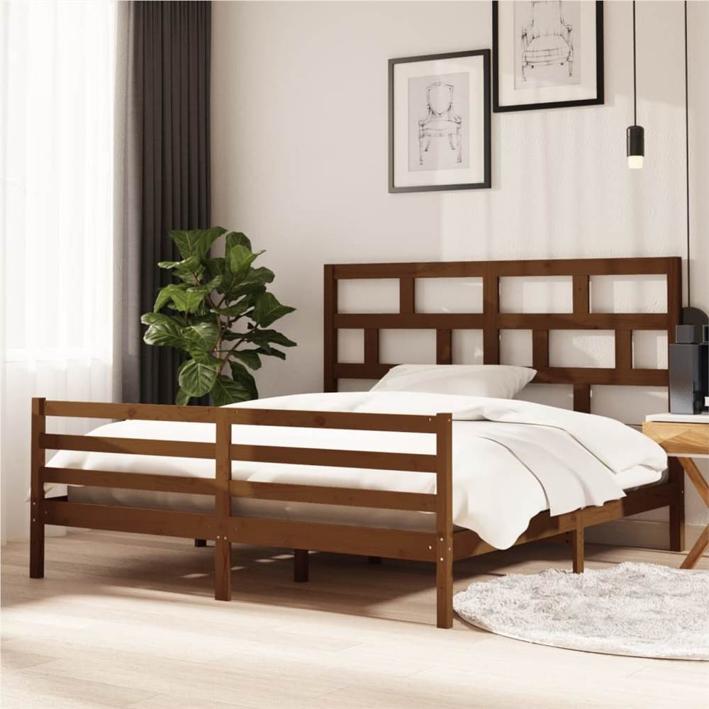 

Bed Frame Honey Brown Solid Wood 180x200 cm 6FT Super King