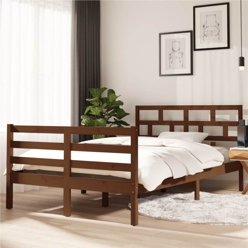 

Bed Frame Honey Brown Solid Wood Pine 120x200 cm 4FT Small Double