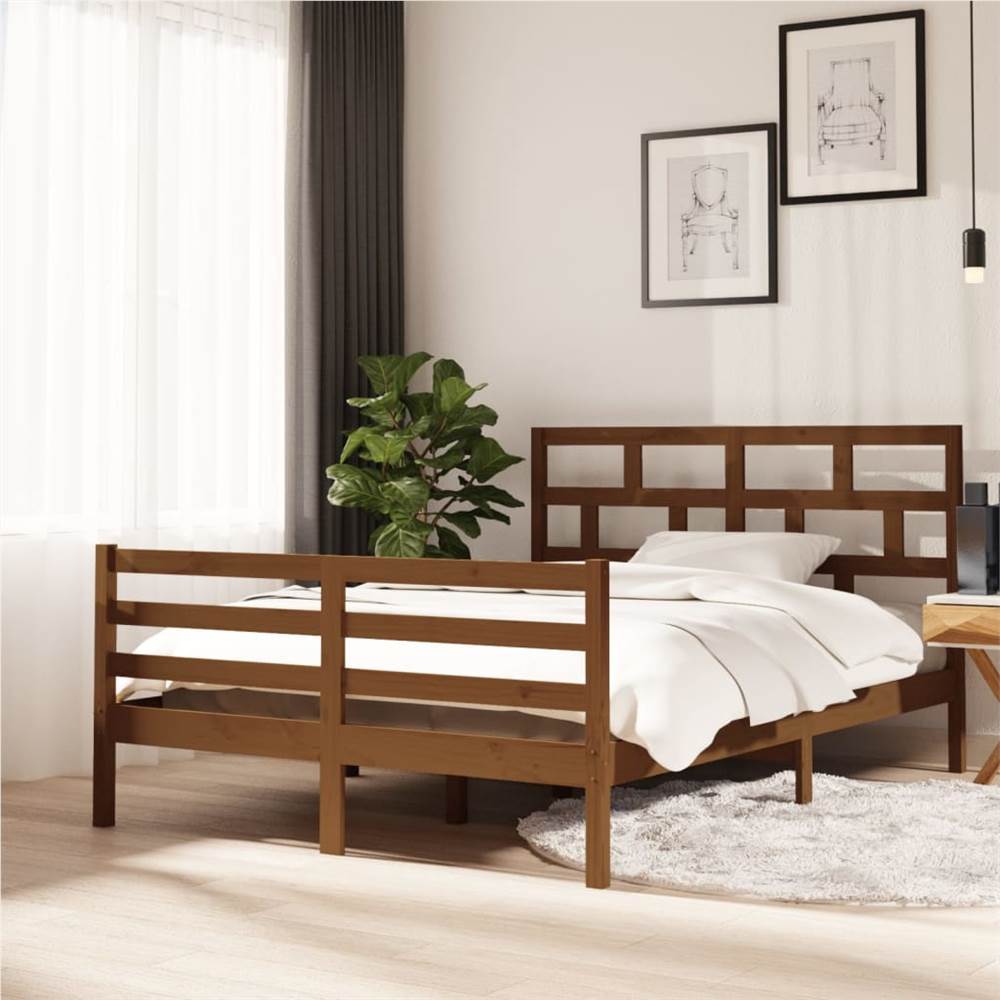 

Bed Frame Honey Brown Solid Wood Pine 140x200 cm 4FT6 Double