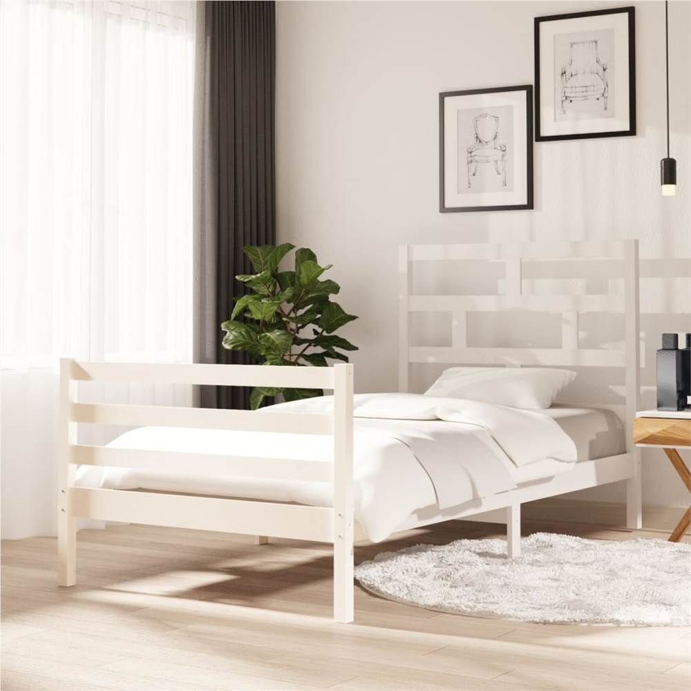 

Bed Frame White Solid Wood Pine 100x200 cm Single