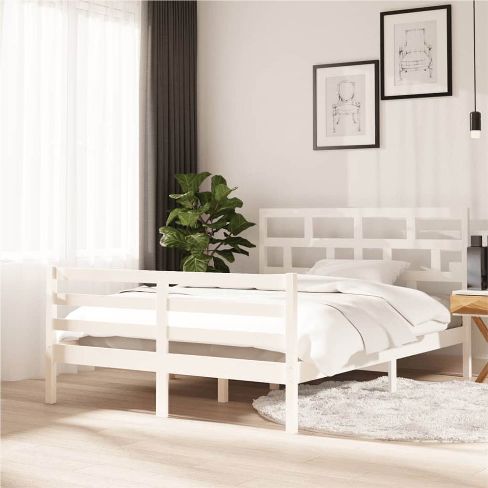 

Bed Frame White Solid Wood Pine 140x200 cm 4FT6 Double