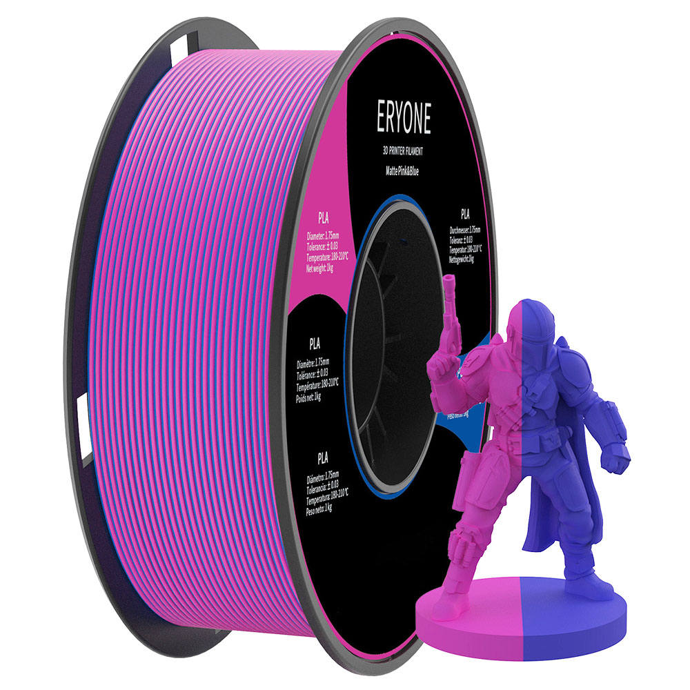 

ERYONE Dual Color Matte PLA Filament for 3D Printers, 1.75mm Accuracy +/- 0.03mm, 1kg (2.2LBS)/Spool - Pink and Purple
