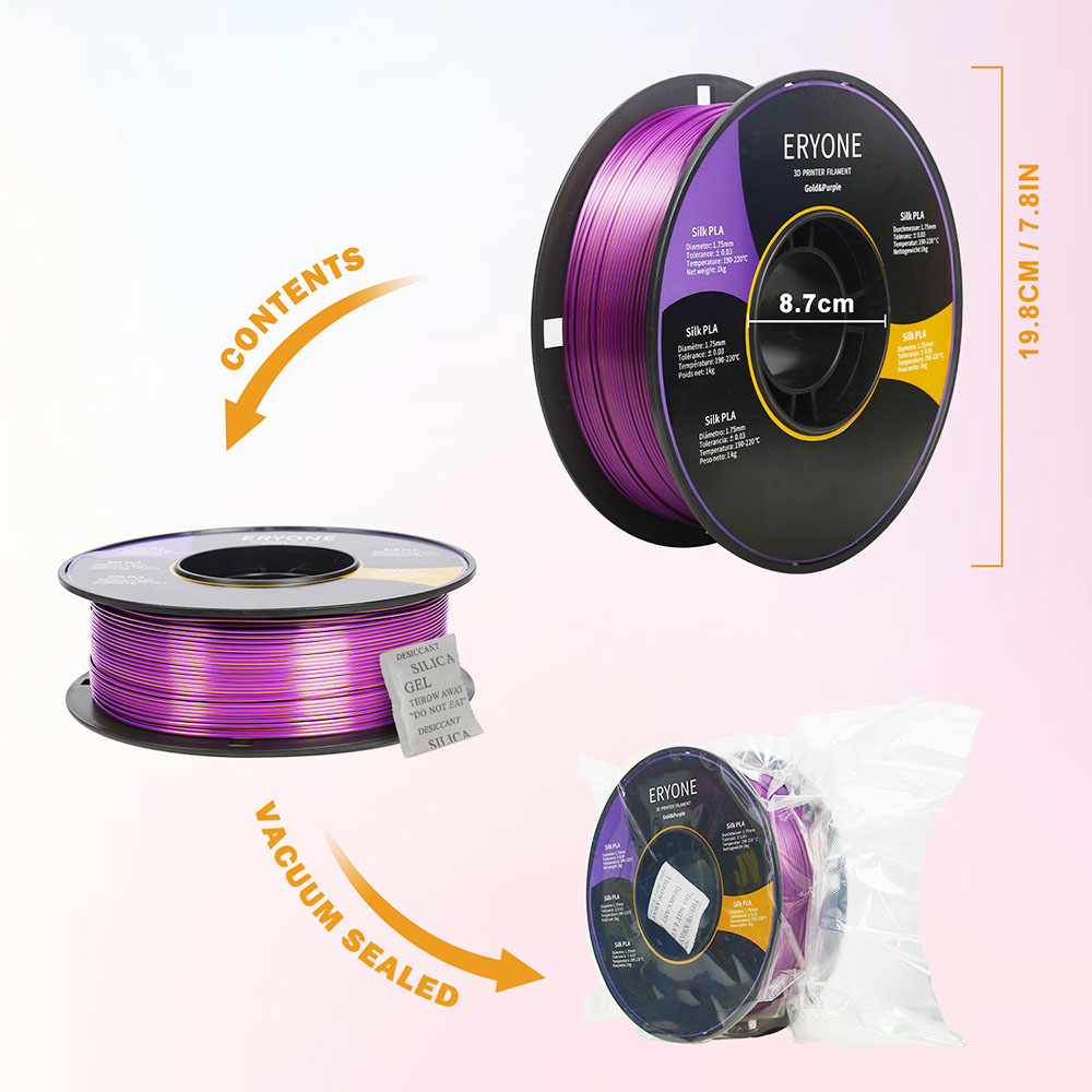 4kg ERYONE Dual Color Silk PLA Filaments – (1kg Yellow Purple + 1kg Red Green + 1kg Gold Red + 1kg Gold Copper)