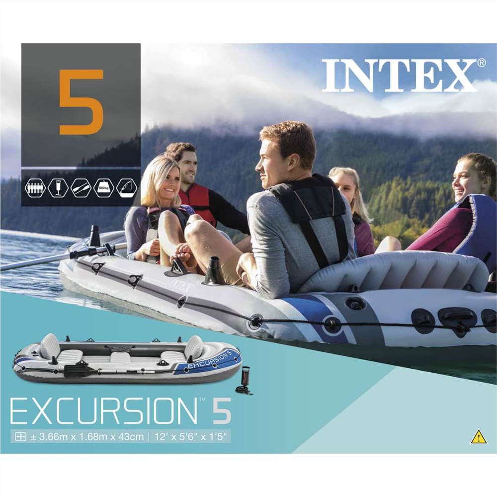 Intex Excursion 5 Set Inflatable Boat with Oars and Pump 68325NP