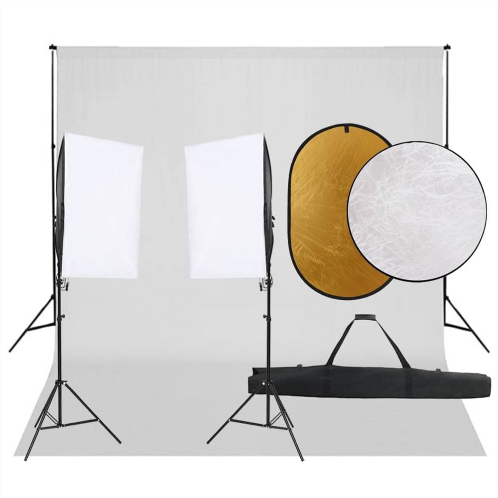 Photo Studio Kit with Light Set, Backdrop and Reflector