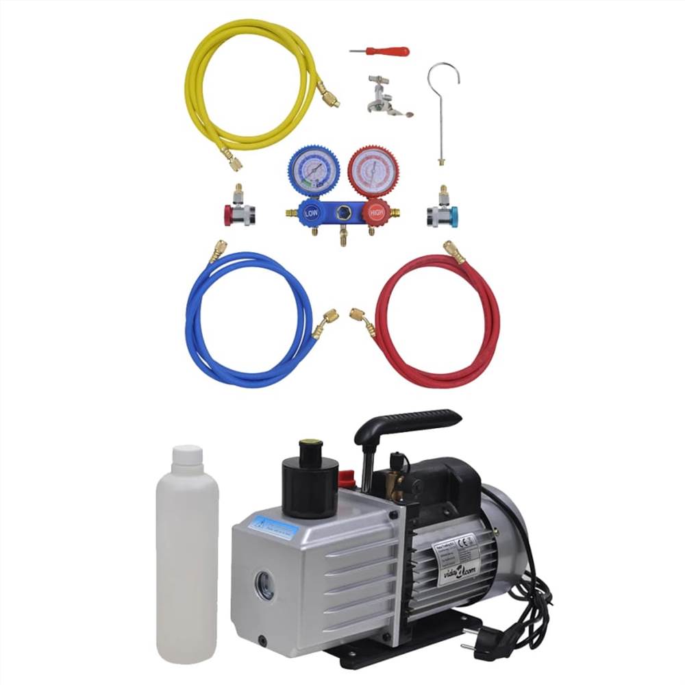 Vacuum Pump 100 L/min with 2-way Manifold Gauge Set in Tool Kit