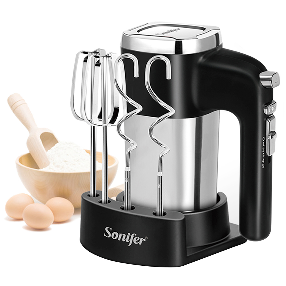 Sonifer SF7023 500W מטרפה חשמלית מקציפת ביצים, 5 הילוכים, מיקסר בצק מטבח, ווים כפולים, בלנדר מזון כף יד