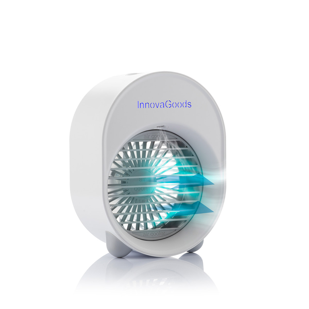 Mini Ultrasound Air Cooler-Humidifier with Multicolour LED Light 3 Adjustable Speeds 200ml Capacity