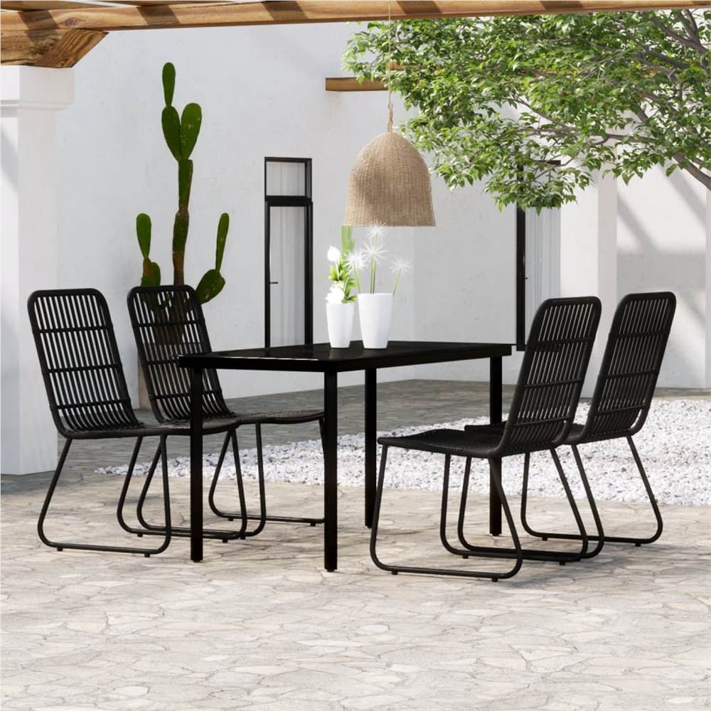 

5 Piece Garden Dining Set Black