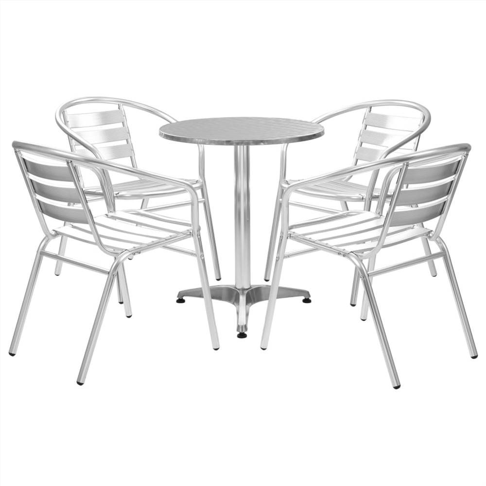 

5 Piece Outdoor Dining Set Aluminium Silver