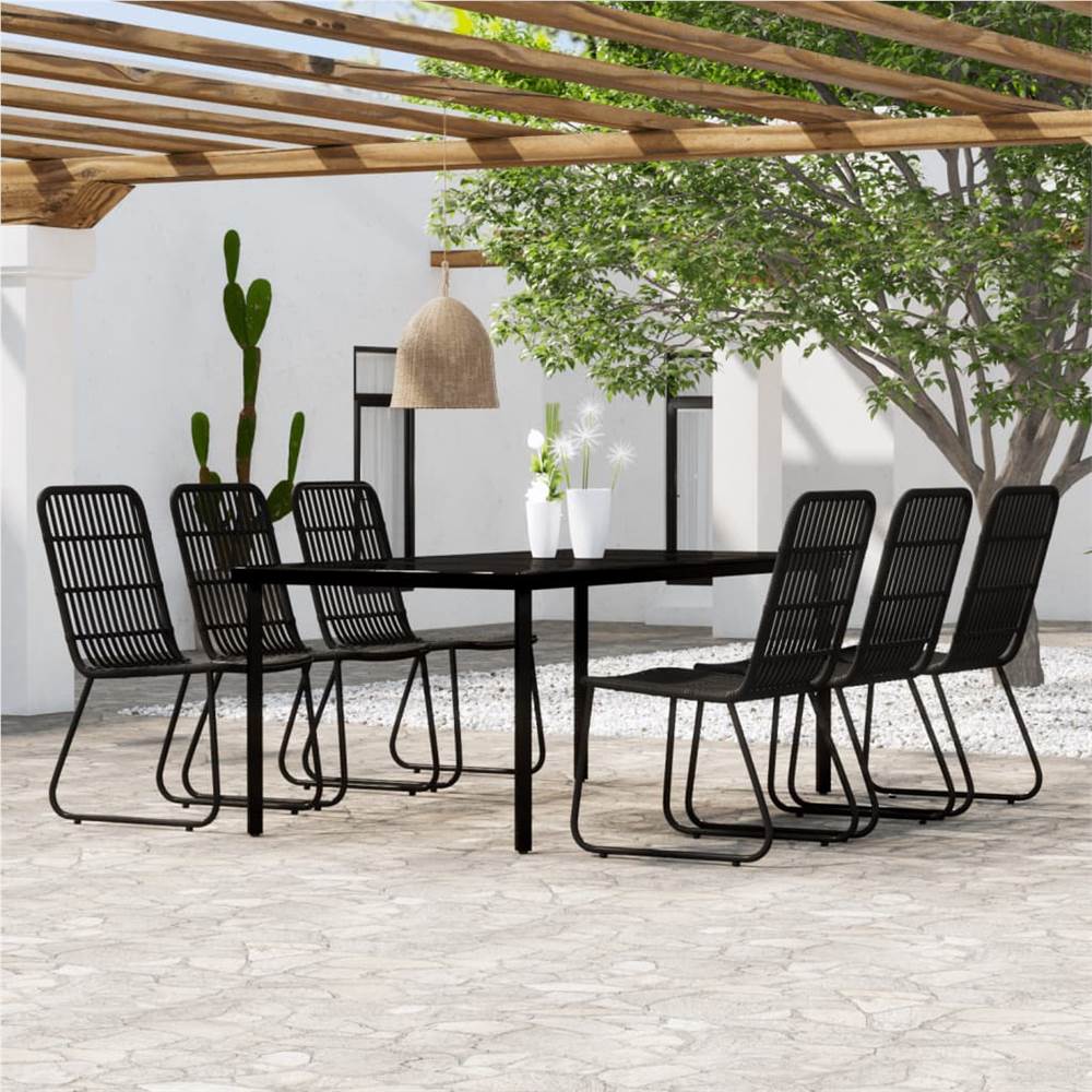 

7 Piece Garden Dining Set Black