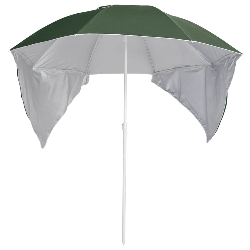 Beach Umbrella with Side Walls Green 215 cm