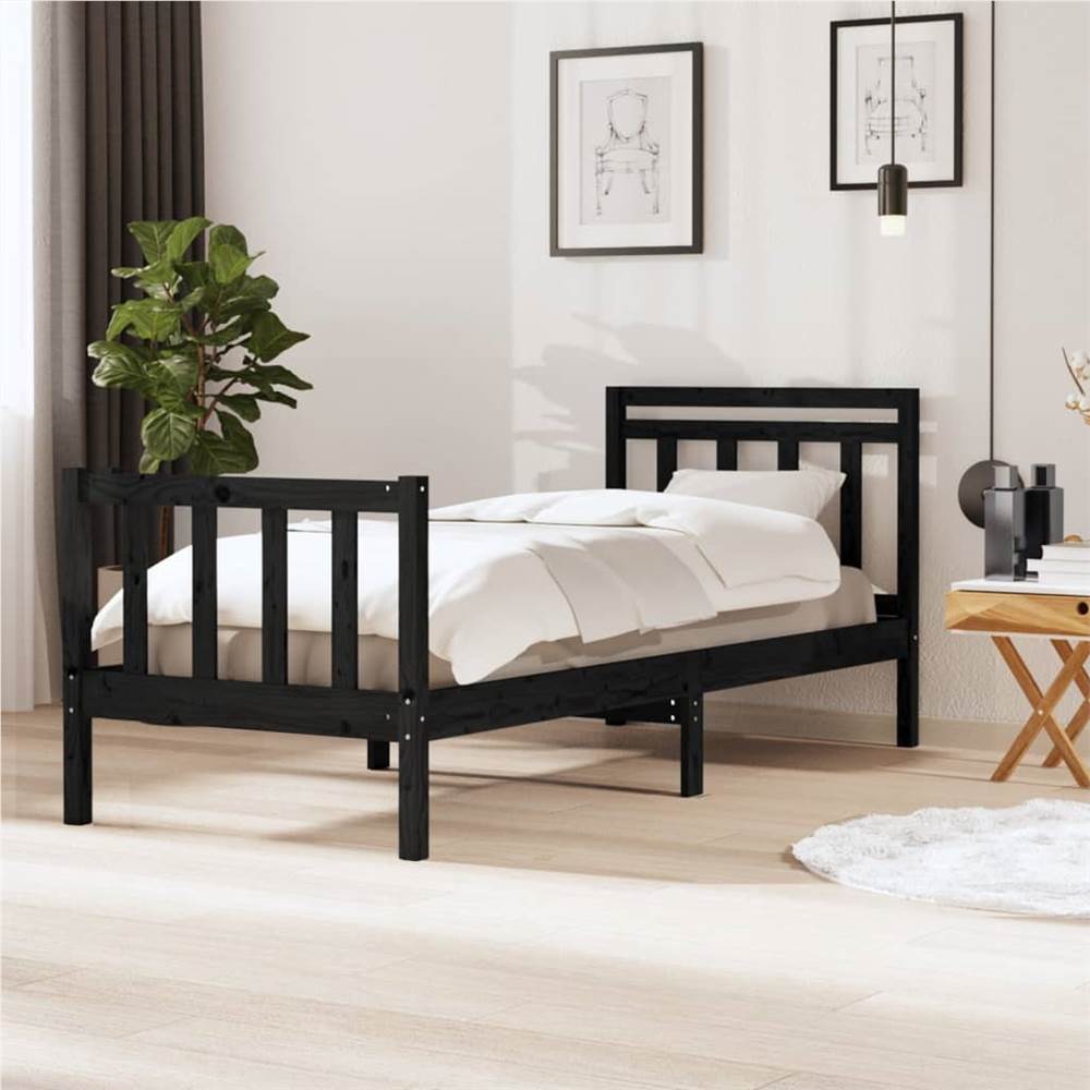 

Bed Frame Black Solid Wood 100x200 cm
