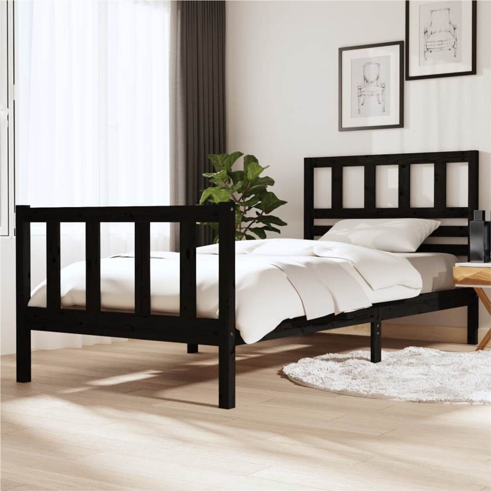 

Bed Frame Black Solid Wood 100x200 cm