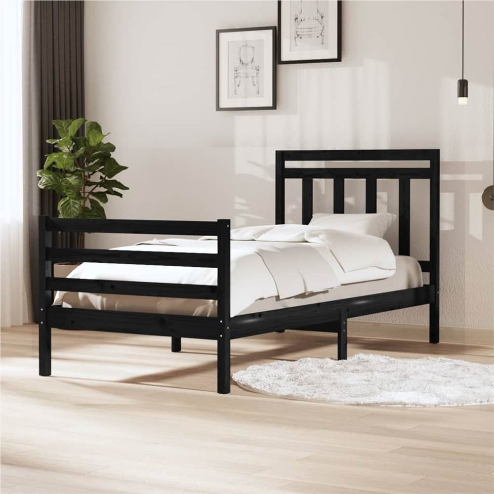 

Bed Frame Black Solid Wood 100x200 cm