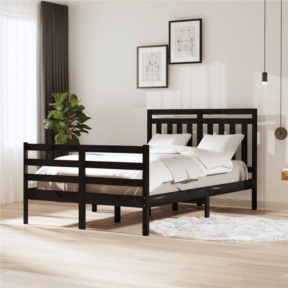 

Bed Frame Black Solid Wood 120x200 cm 4FT Small Double