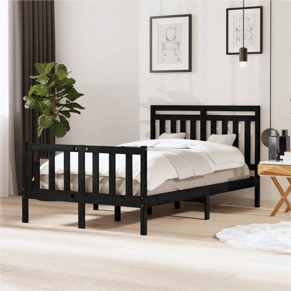 

Bed Frame Black Solid Wood 120x200 cm 4FT Small Double