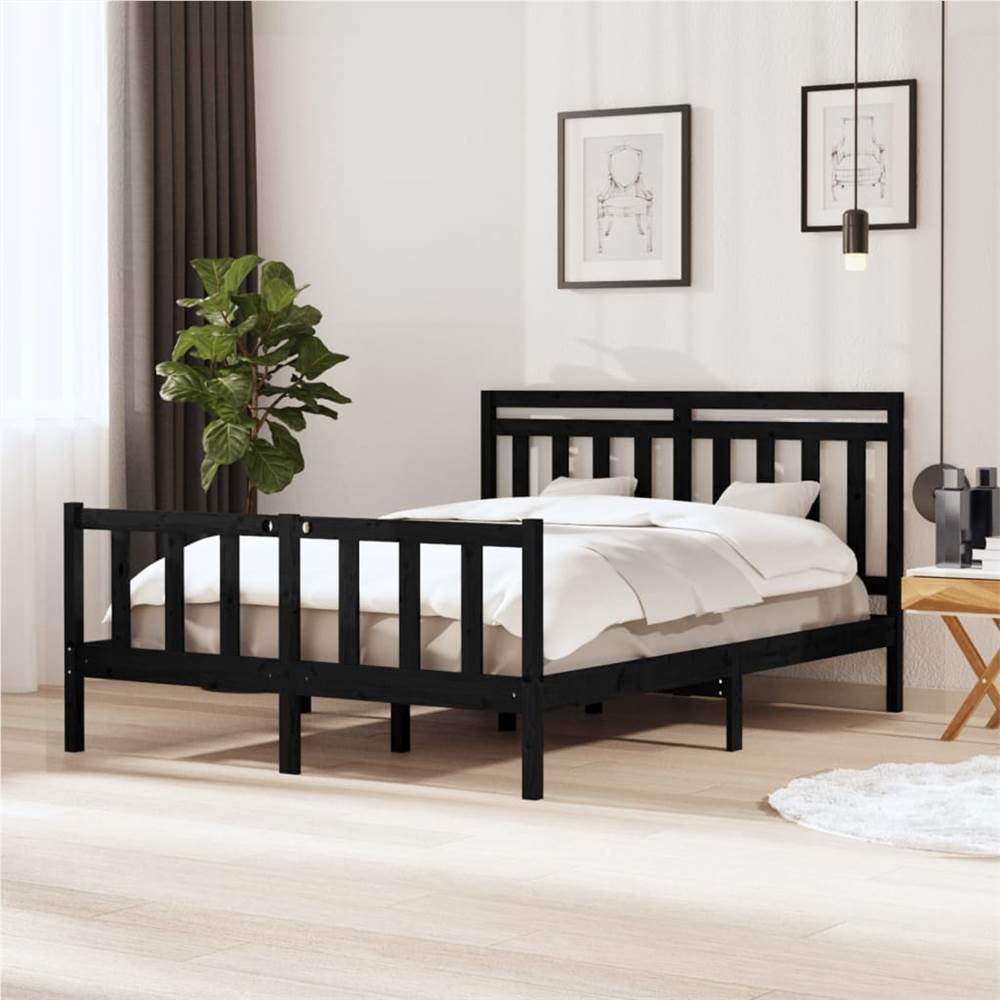 

Bed Frame Black Solid Wood 160x200 cm 5FT King Size