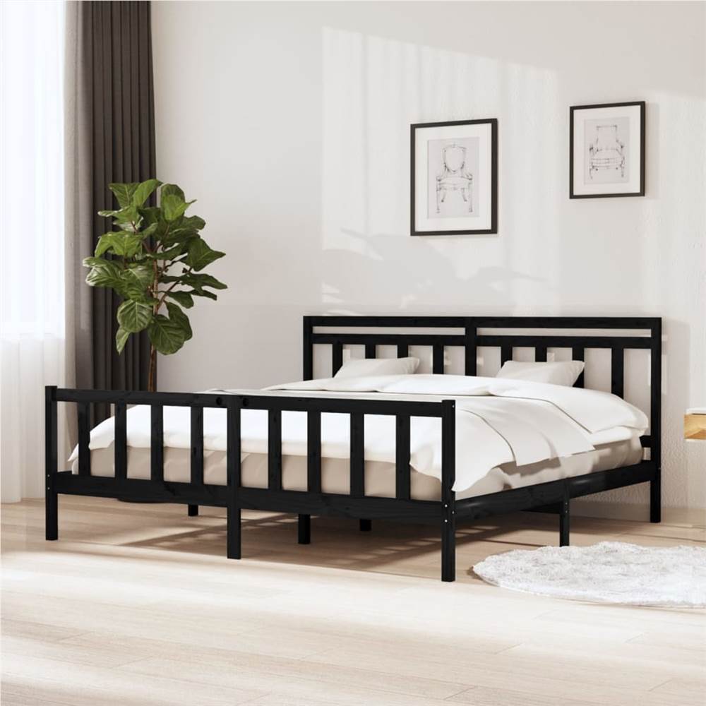 

Bed Frame Black Solid Wood 200x200 cm Super King