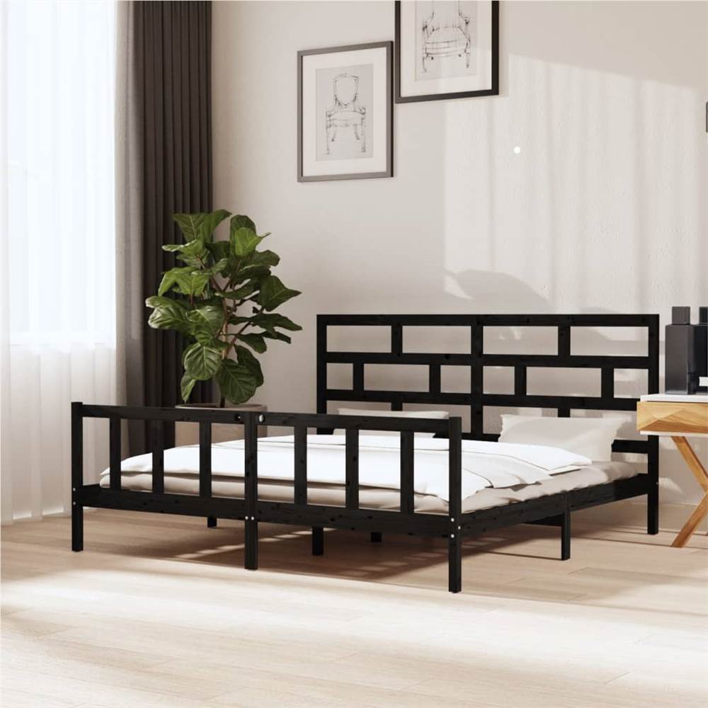 

Bed Frame Black Solid Wood Pine 180x200 cm 6FT Super King