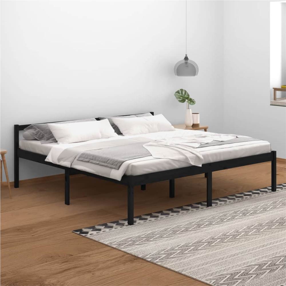 

Bed Frame Black Solid Wood Pine 200x200 cm Super King