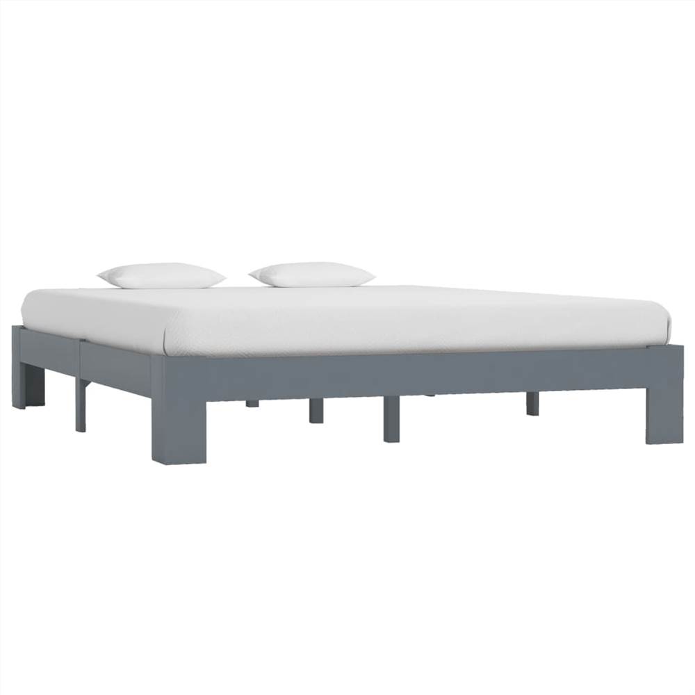 

Bed Frame Grey Solid Pine Wood 160x200 cm