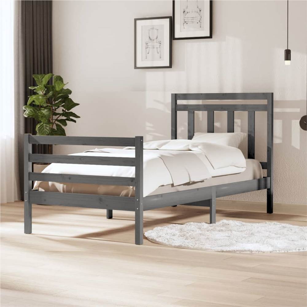 

Bed Frame Grey Solid Wood 100x200 cm