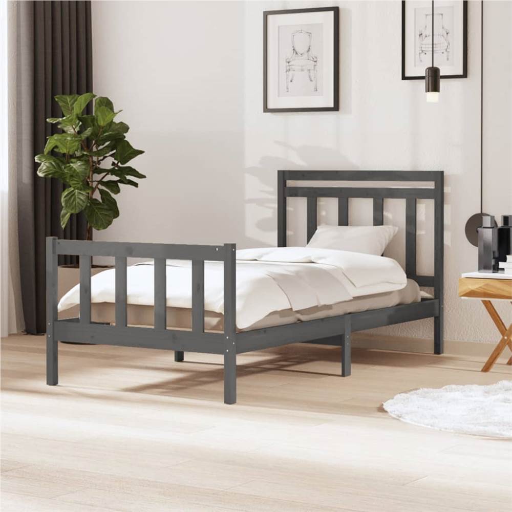 

Bed Frame Grey Solid Wood 100x200 cm