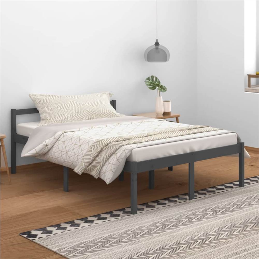 

Bed Frame Grey Solid Wood Pine 140x200 cm Double