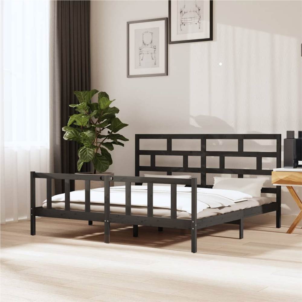 

Bed Frame Grey Solid Wood Pine 180x200 cm 6FT Super King 6FT Super King
