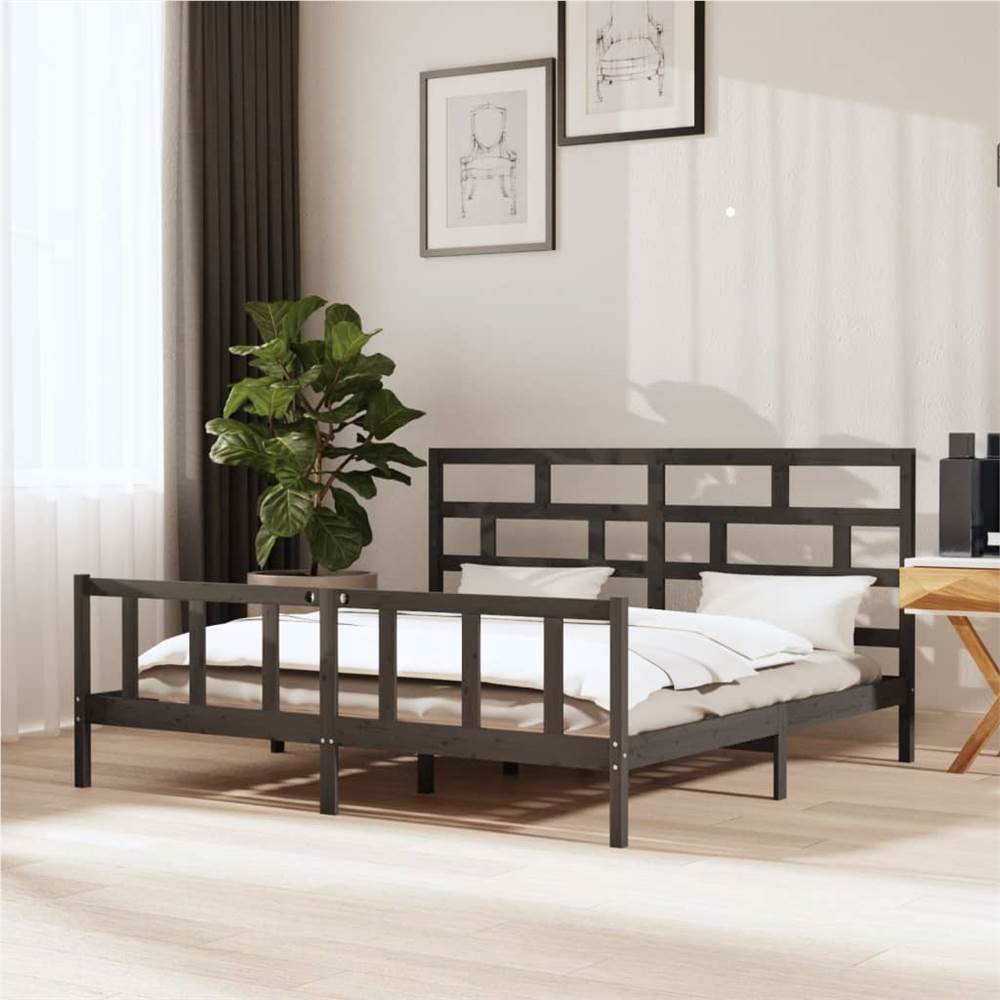

Bed Frame Grey Solid Wood Pine 200x200 cm Super King
